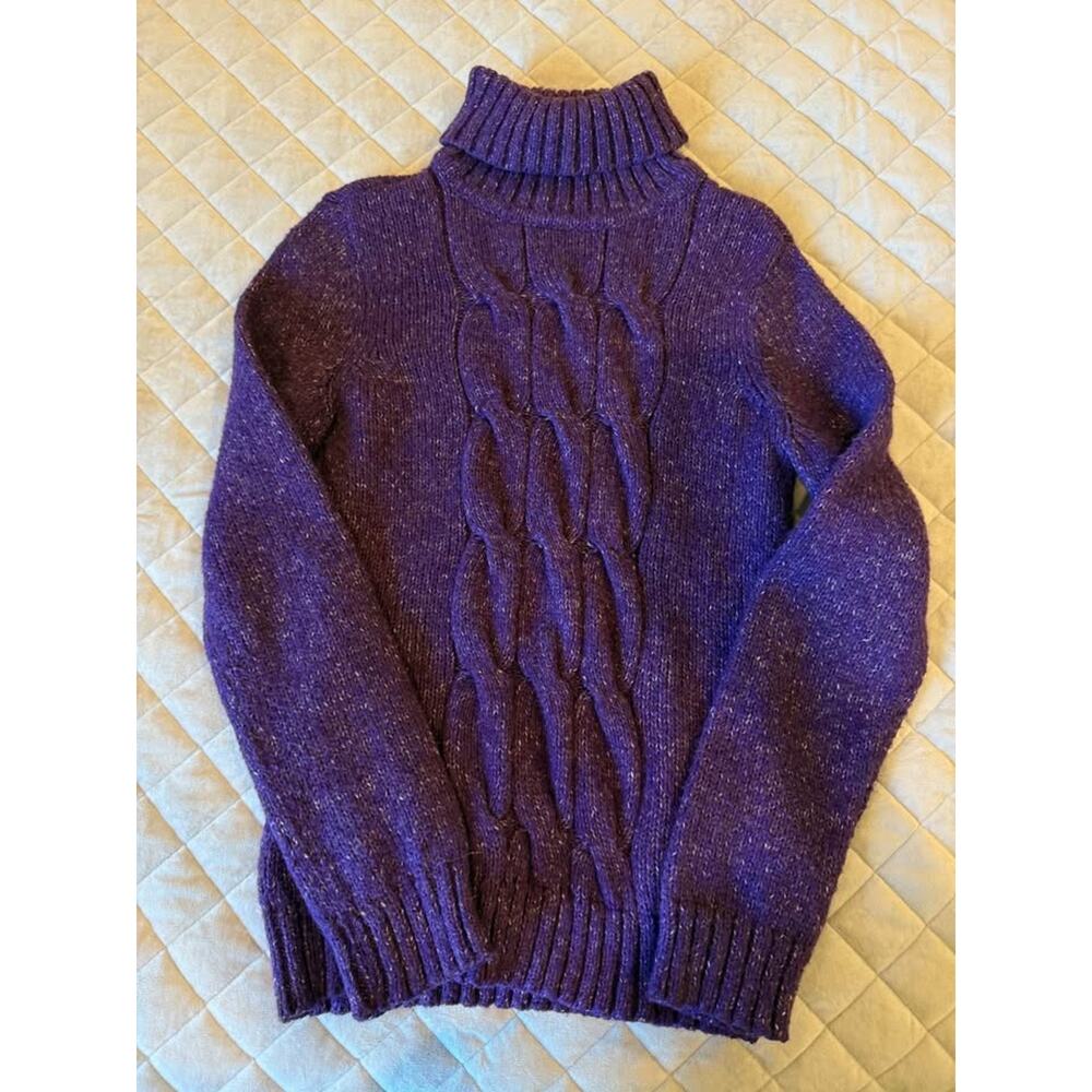 New York & Company Medium Purple Speckled Turtle Neck Sweater